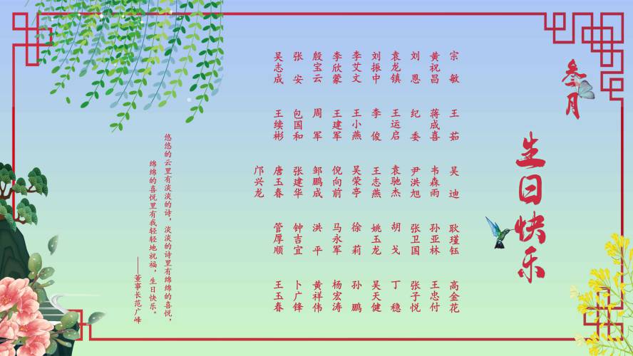 【生日祝?！抗ё?月生日的員工生日快樂(lè)！