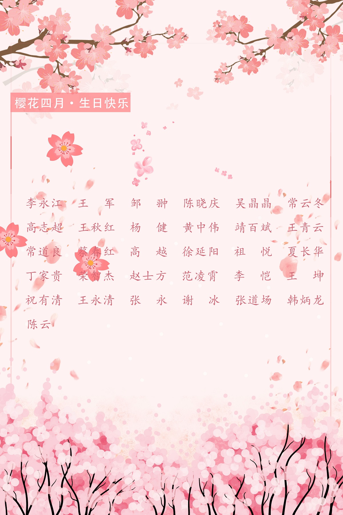 【生日祝?！抗ё?4月生日的員工生日快樂(lè)！
