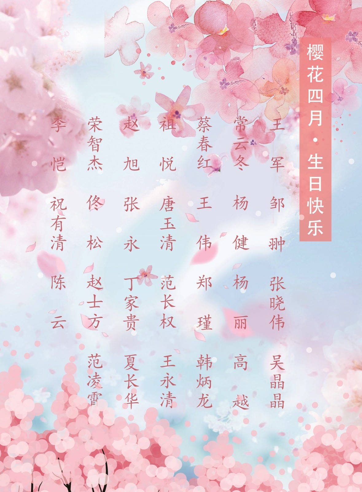 【生日祝?！抗ё?4月生日的員工生日快樂(lè)！